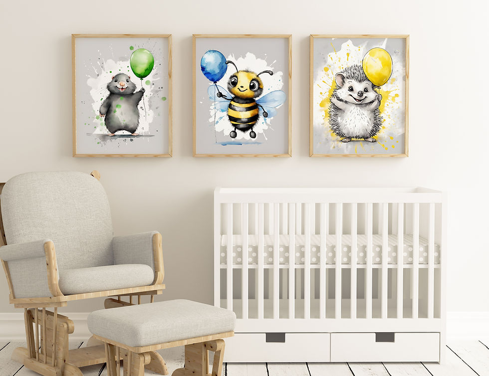 Thumbnail: Balloon Animals Woodland Nursery Print Set