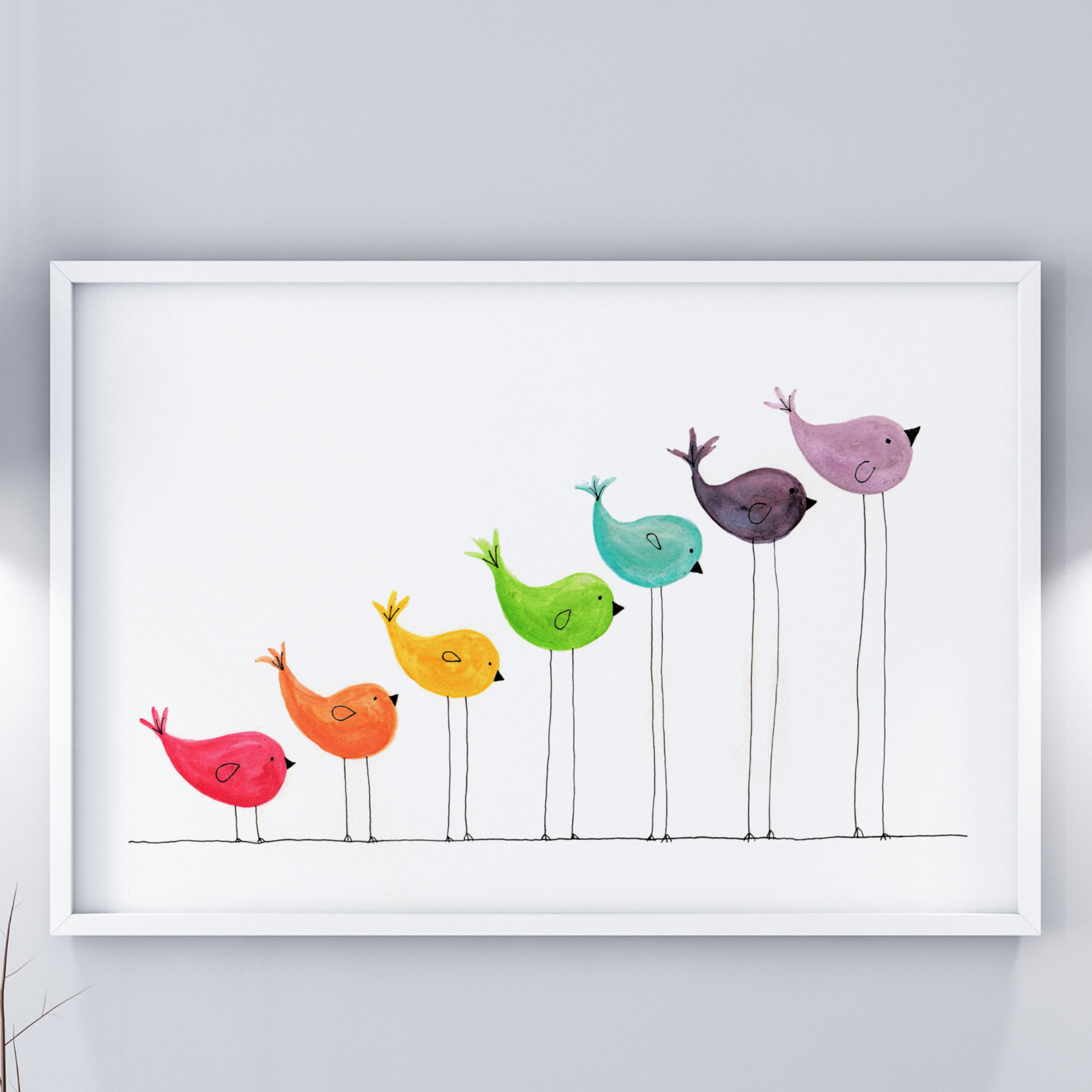 Rainbow Birds Print