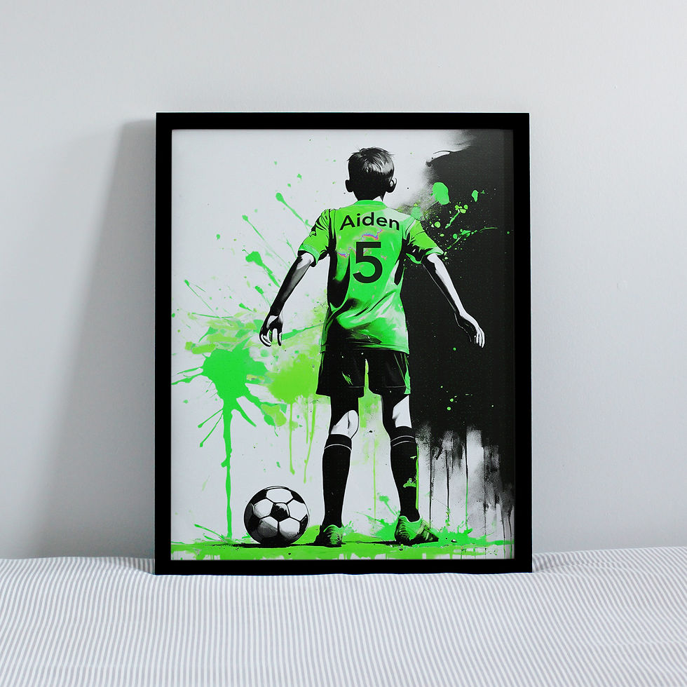 Thumbnail: Personalised Tween/Teen Boy's Bedroom Green Football Print Set