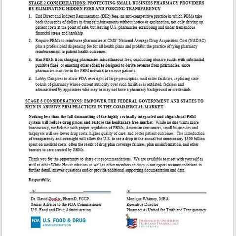 White House Brief: Summary Proposal for Lowering Prescription Drug Prices