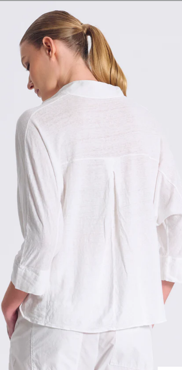 Miniatura: Polo oversize in jersey di lino con maniche a kimono
