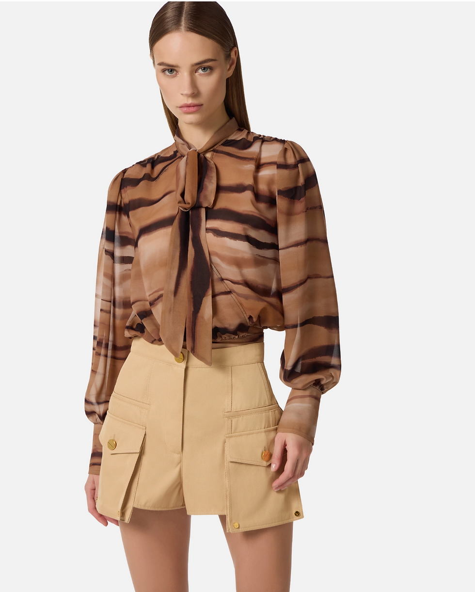 Miniatura: Blusa in chiffon con stampa tigre