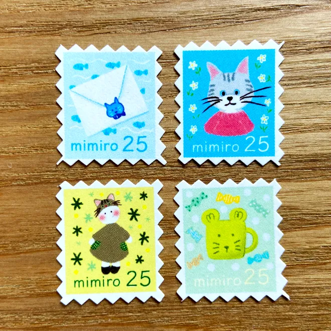 mimiroほっこり切手風シール④ネコ