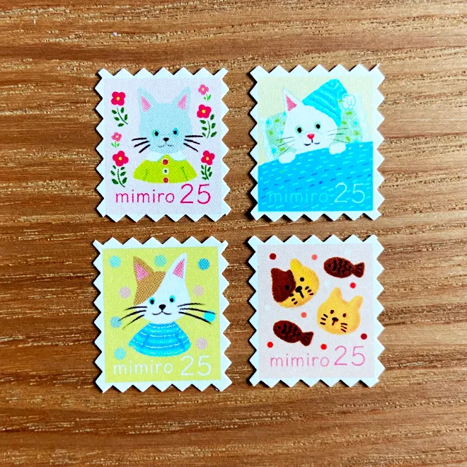 mimiroほっこり切手風シール④ネコ