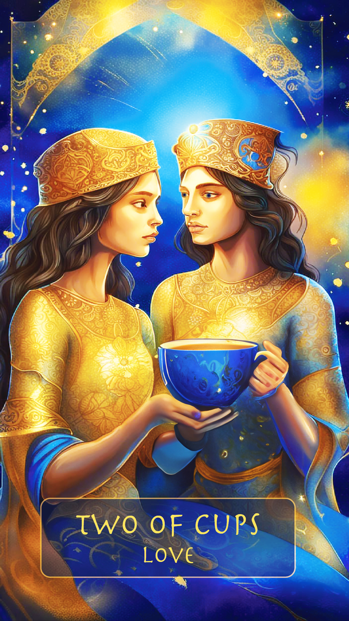 Awake The Tarot Deck Card - Minor Arcana - Two Of Cups - Love