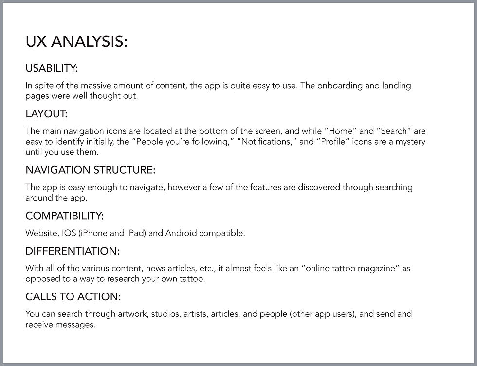 Competitive Analysis - Tatoodoo