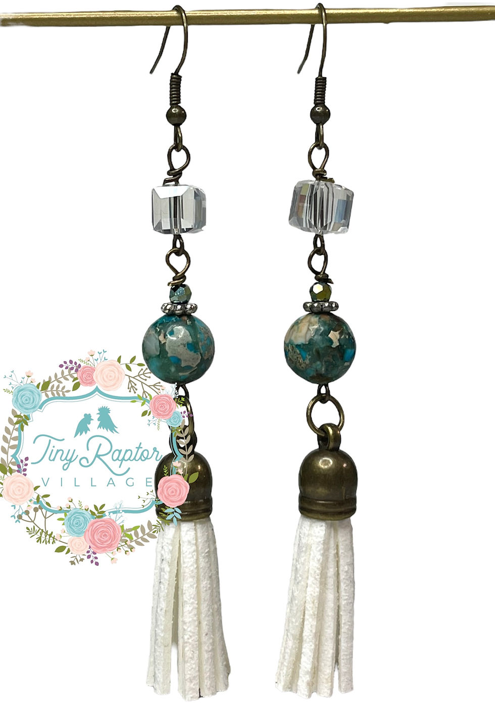 Earth Tones with White Tassels Earrings