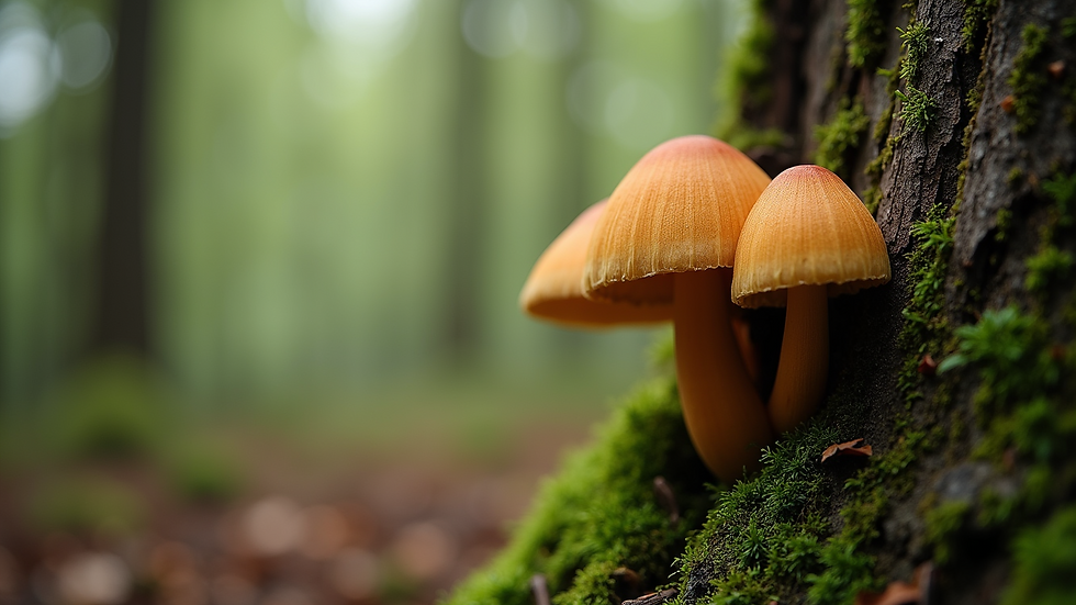 Close-up view of lion's mane mushrooms growing on a tree trunk