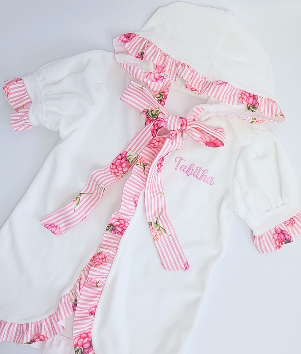 Thumbnail: Raspberry print towelling robe