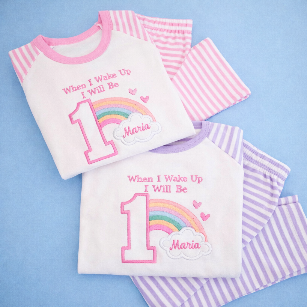 Personalised Rainbow Birthday pyjamas 