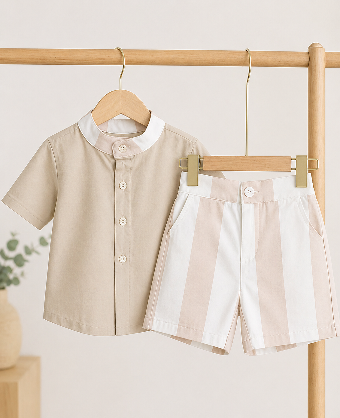 Tan Striped Matching Sets