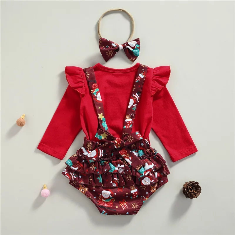 Thumbnail: Christmas ruffle romper set