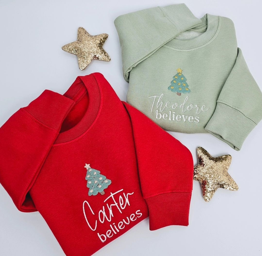 Children's embroidered Christmas sweater