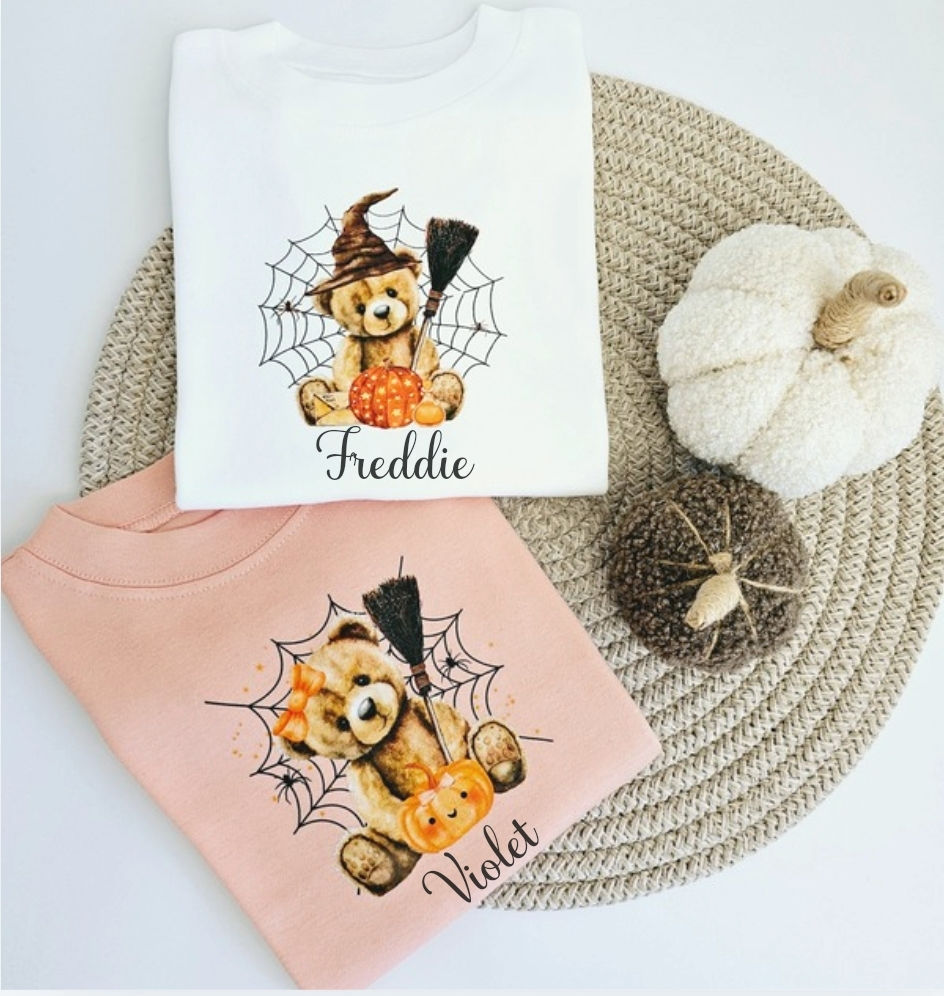 Personalised Halloween Teddy Tee (2 options)