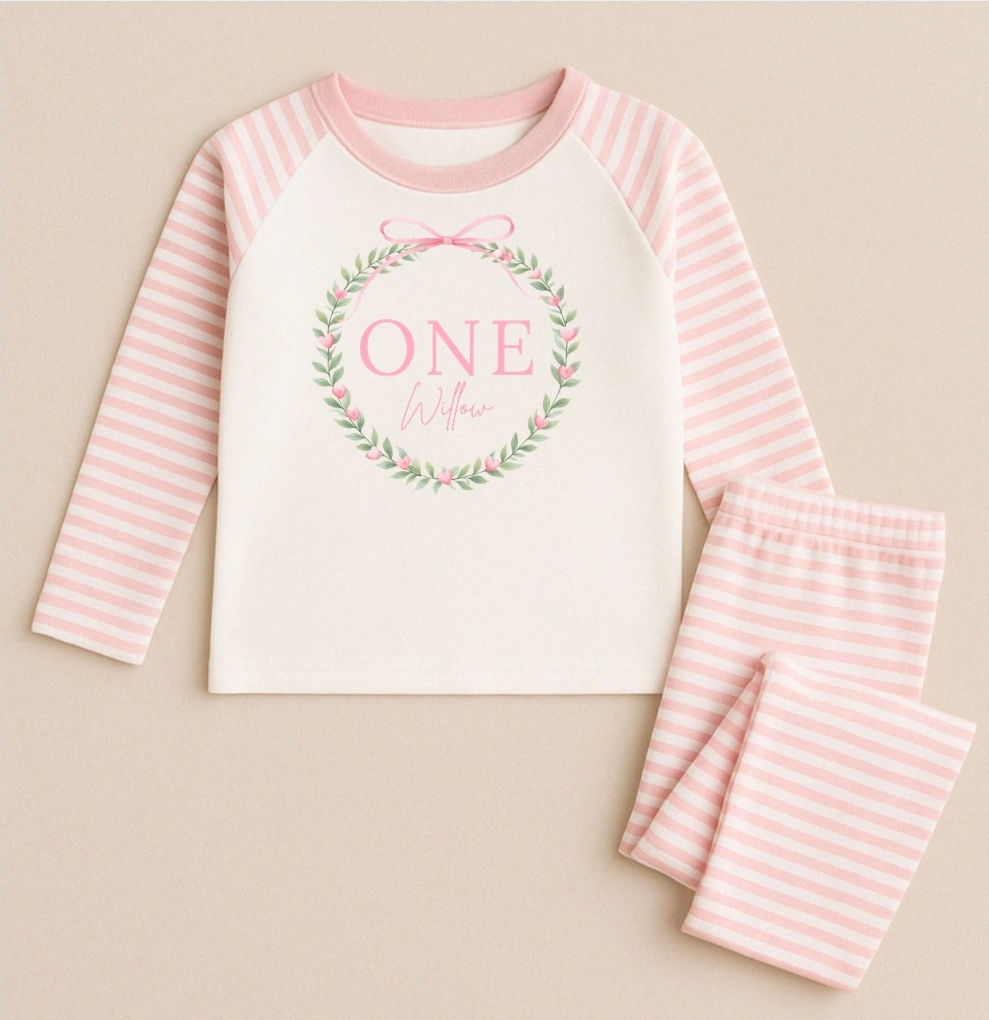 Personalised birthday wreath pyjamas