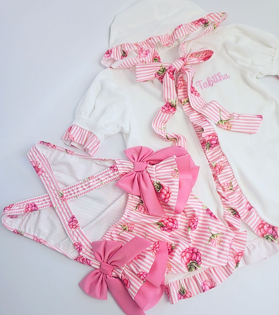 Thumbnail: Raspberry print towelling robe