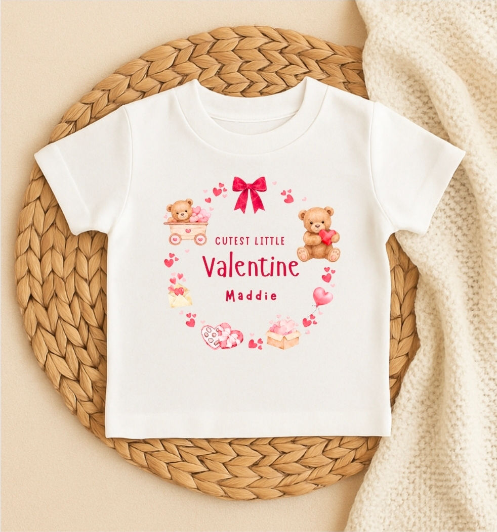 Personalised cutest little Valentine Teddy Wreath (Red)