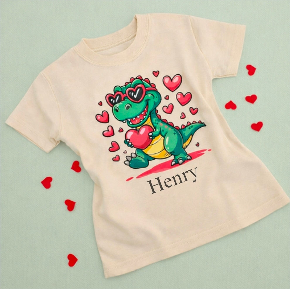 Personalised Valentines dino Tee