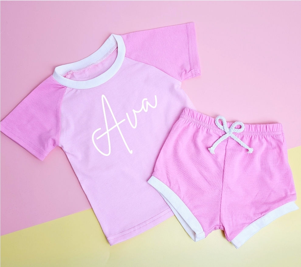 Personalised  pink block summer set