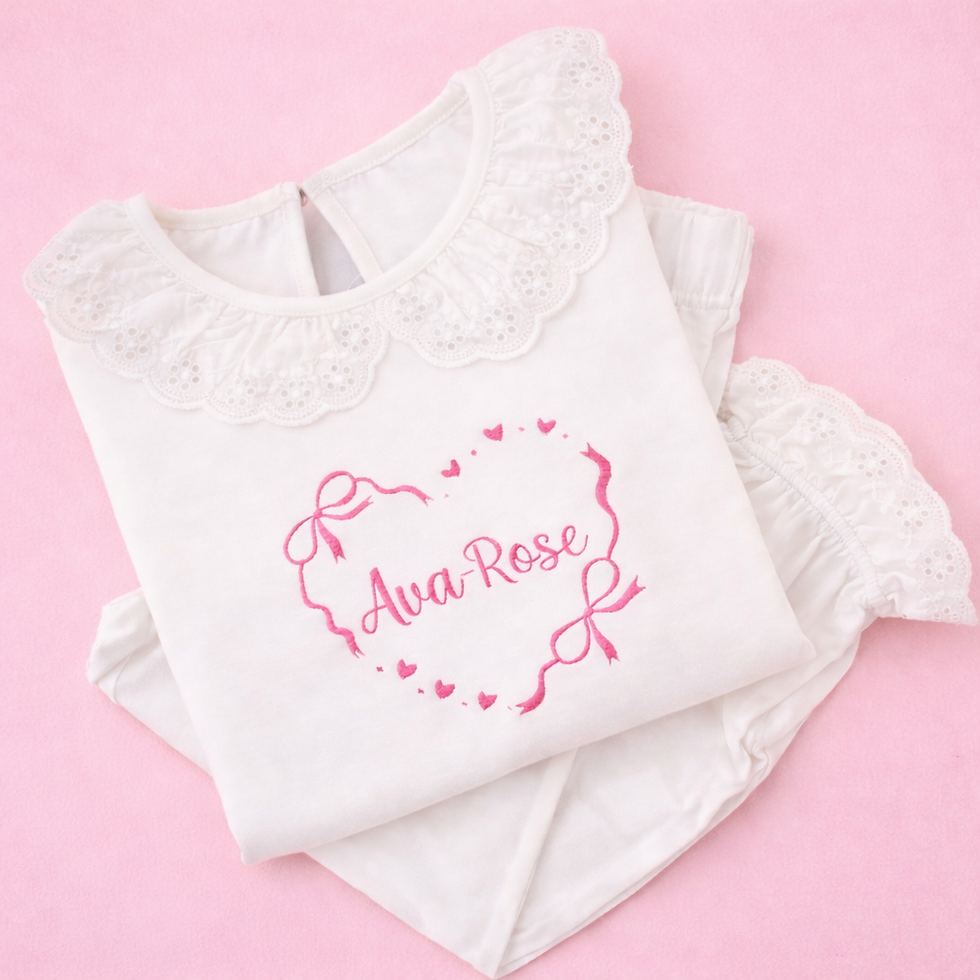 Thumbnail: Personalised Embroidered Heart Bow Pyjamas 