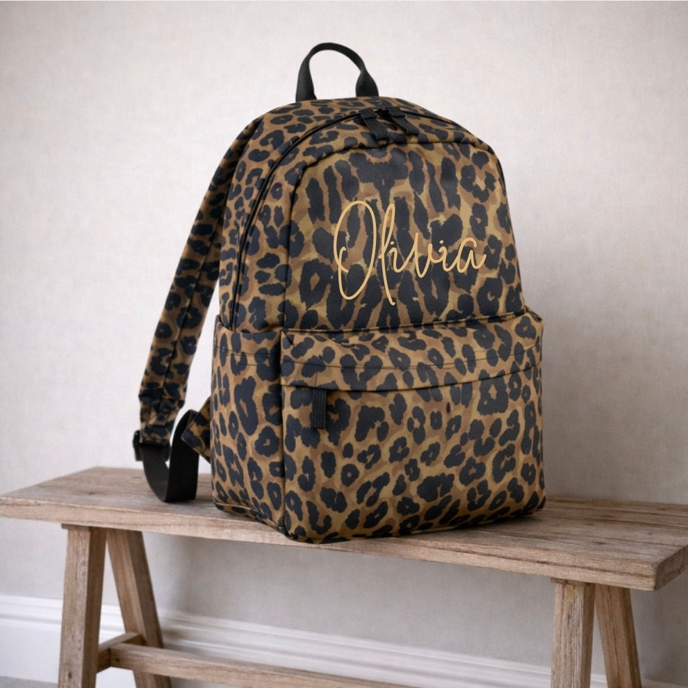  Embroidered Leopard Backpack
