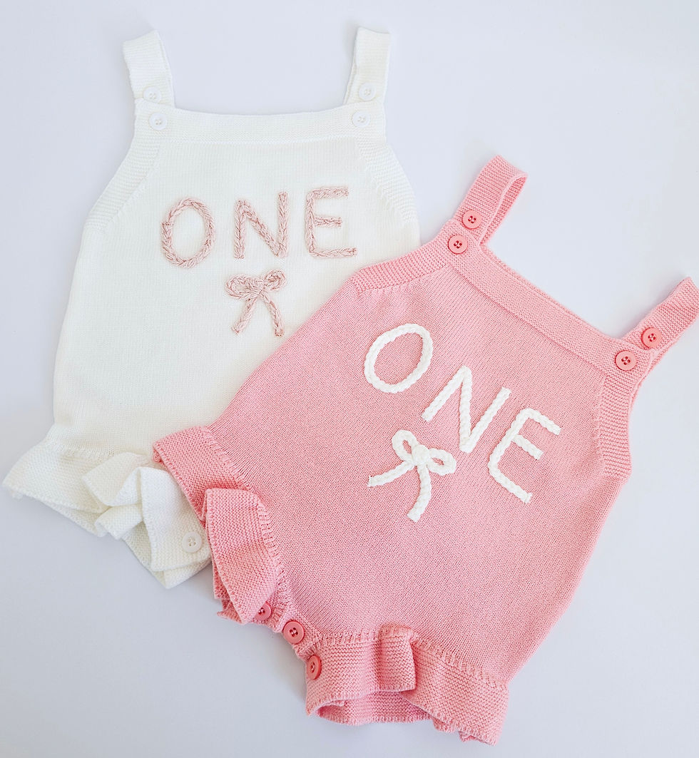 Thumbnail:  Knitted ONE bow Romper 
