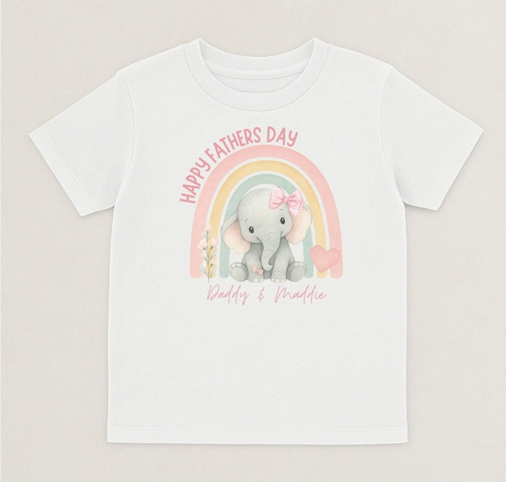 Personalised Happy Father's Day Elephant Tee