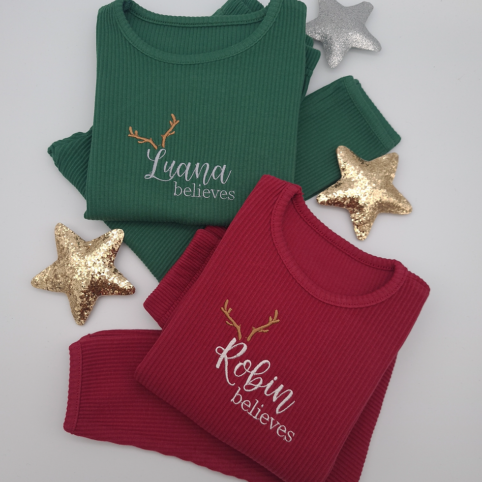 Thumbnail: embroidered personalised believes luxury ribbed lounge wear 
