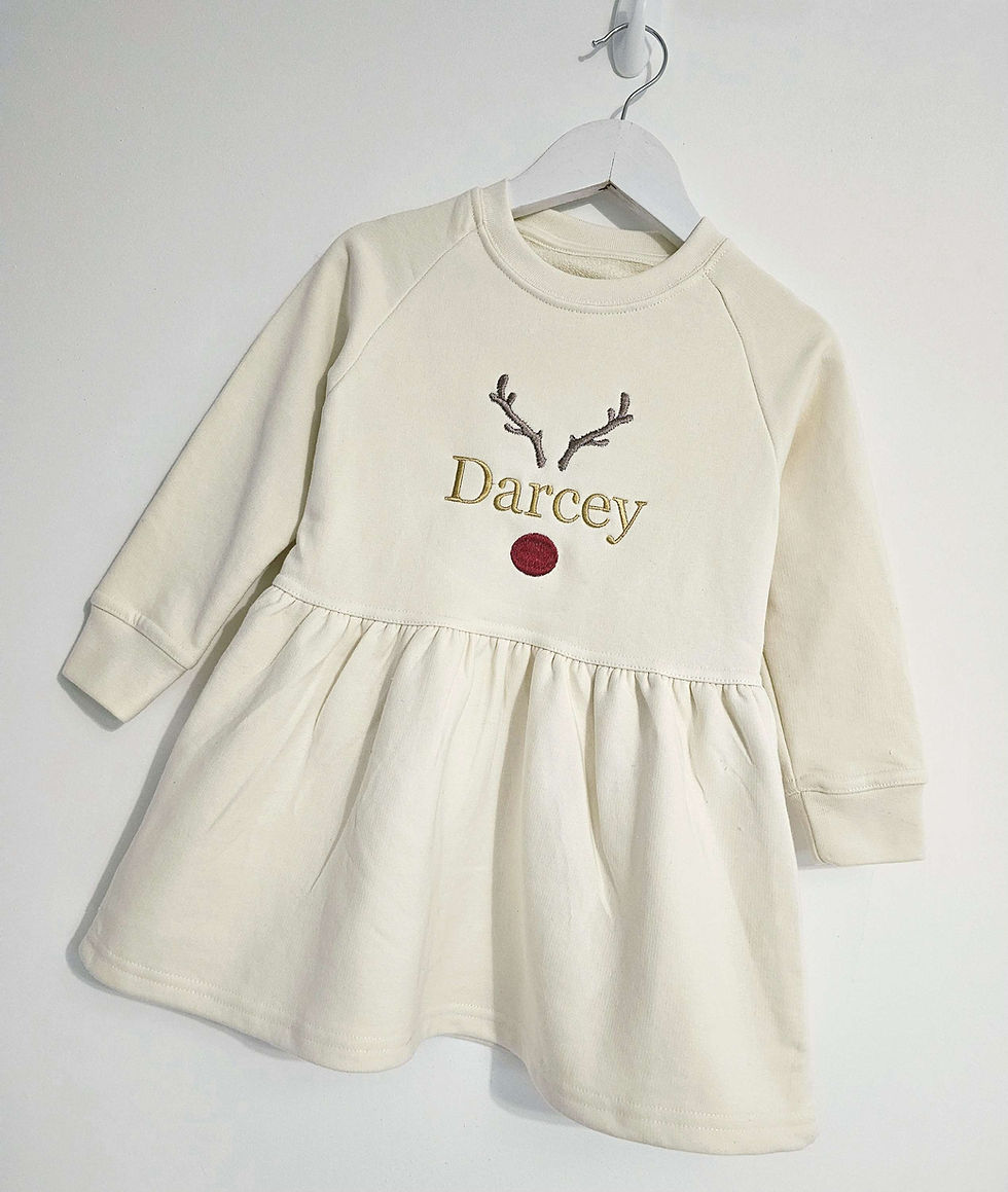 Thumbnail: Embroidered reindeer  jumper skater dress