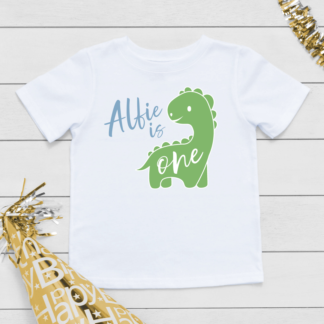  Personalised birthday baby dino tee