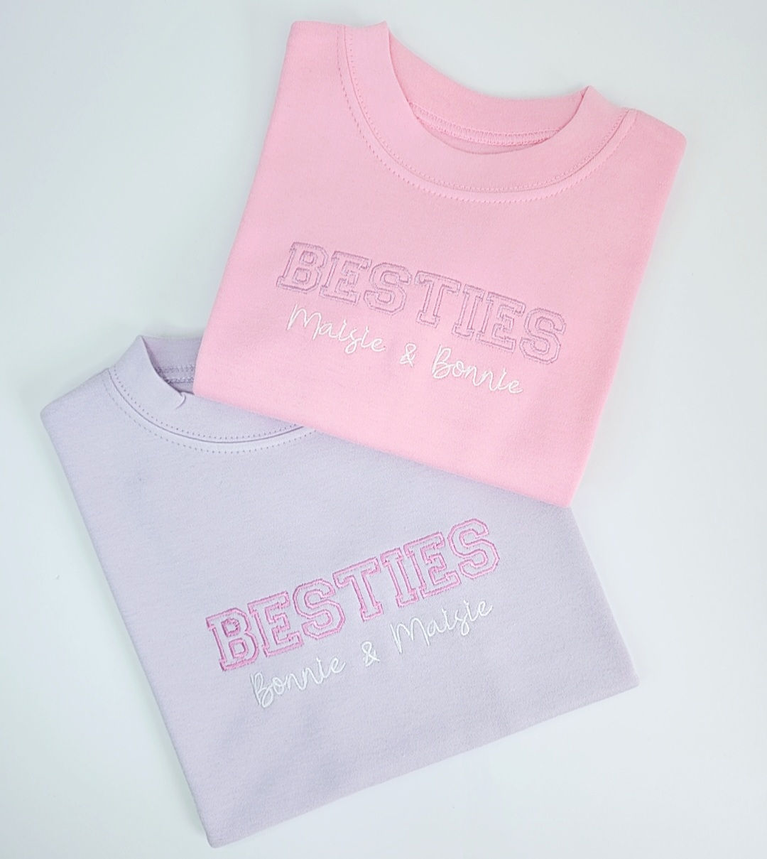 Embroidered besties personalised childrens tshirts