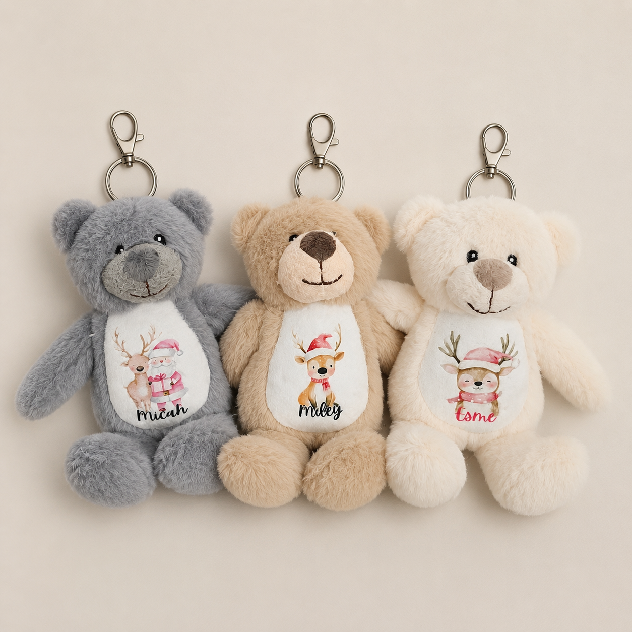 Christmas Plush Personalised Teddy Keyring