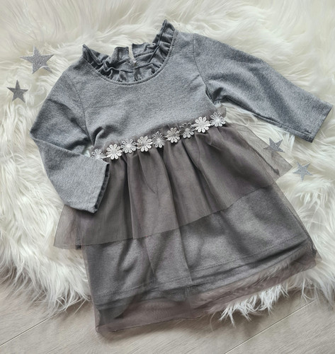 Grey Daisy Dress | ollieandmillies Grey Daisy Dress | ollieandmillies