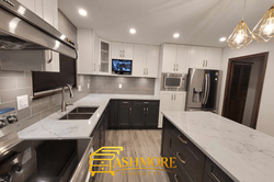 Custom Two Tone Kitchen Cabinets with Quartz Island | Abbotsford BC