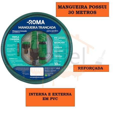 Mangueira de Jardim Trançada 1/2 x 10mt com Acess Roma Mangueira de Jardim Trançada 1/2 x 15mt Mangueira de Jardim