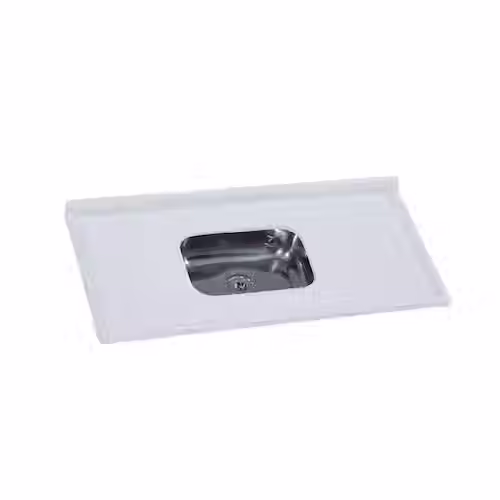 Pia Inox de Cozinha em Mármore Sintético com Cuba em Aço  120cmx54cm
