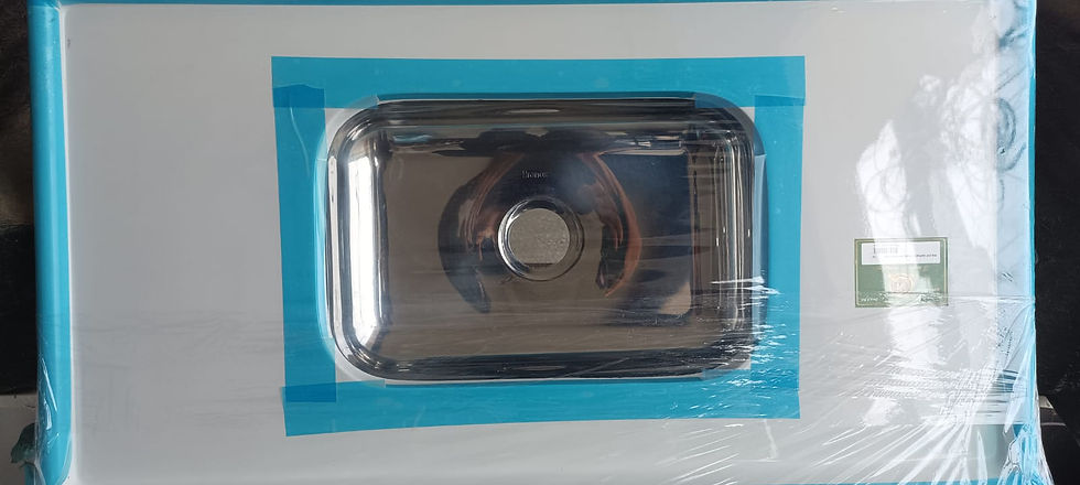 Miniatura: Pia de Cozinha em Mármore Sintético com Cuba em Aço Inox 1.0cmx54cm  Cor Preto Lannes Pias e Tanques