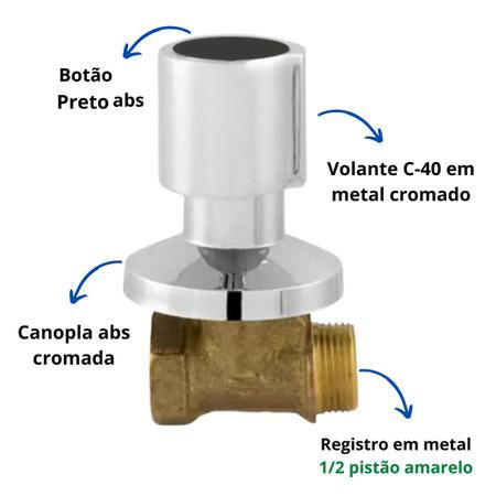 Miniatura: Registro de Pressão para Chuveiro 1/2 Completo Vedante C-40 – Alta Durabilidade | JR Metais