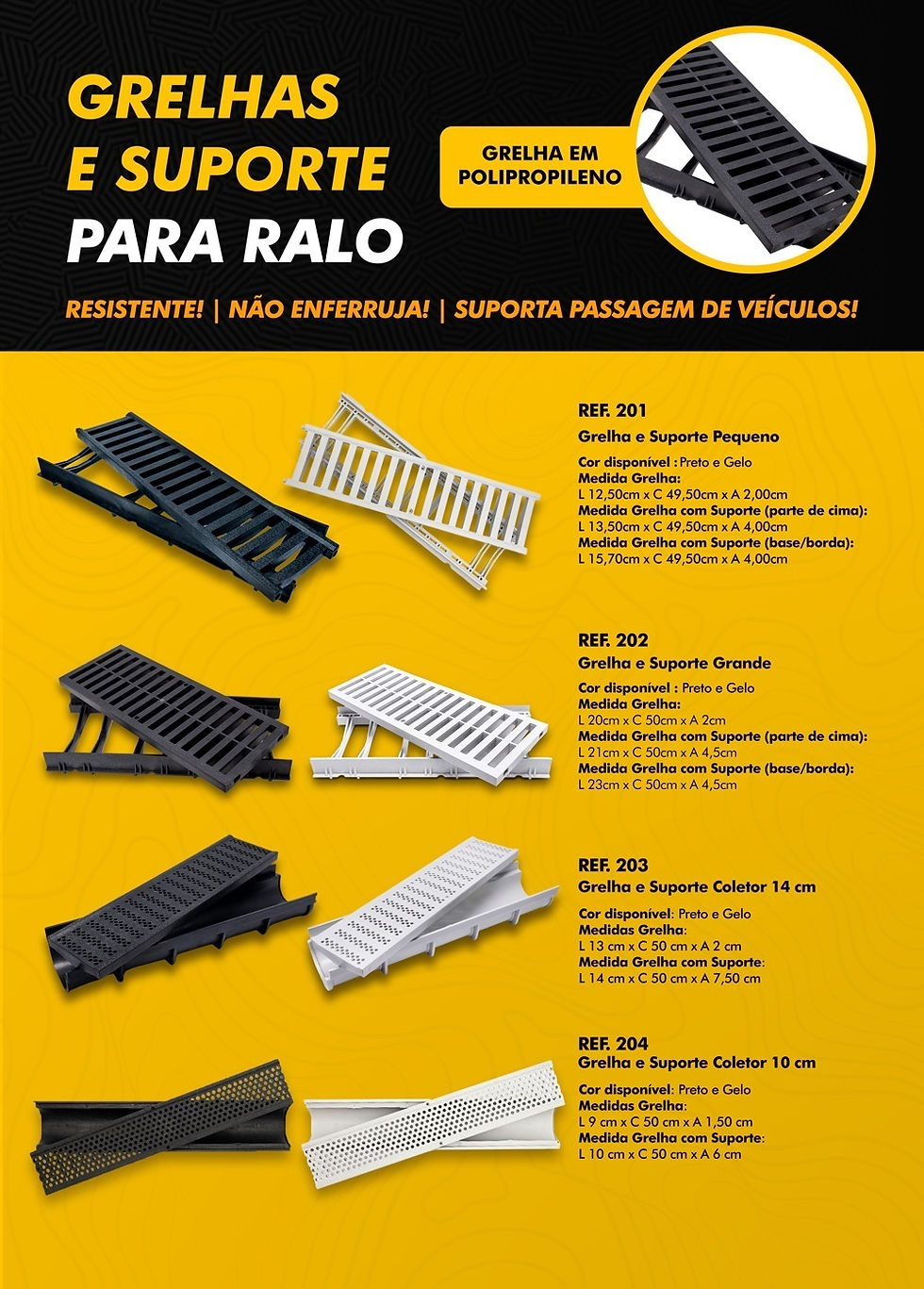 Miniatura: Grelha Furadinha 10cm e Suporte Coletor preto  Alcaçay