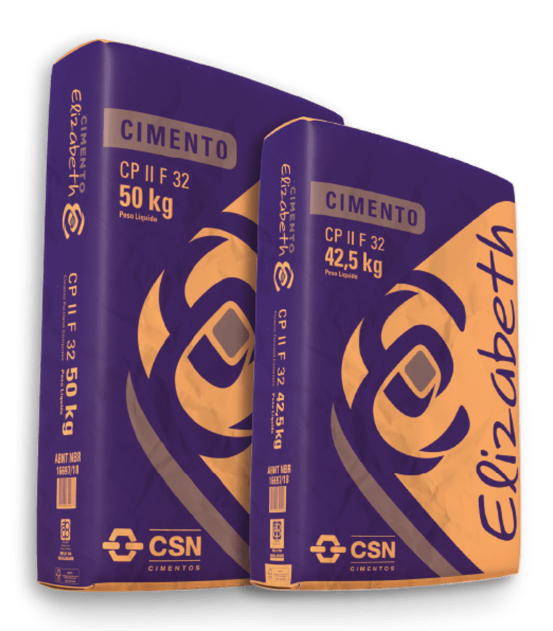 Cimento Elizabeth 50kg CPII F 32 - 50KG    Tipo de Cimento Portland Composto, parametrizado conforme a Norma Brasileira – NBR