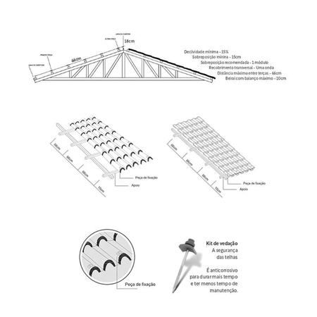 Miniatura: Kit Parafuso Vedação Fixação Telha Colonial Afort Terracota pacote com 20 Und