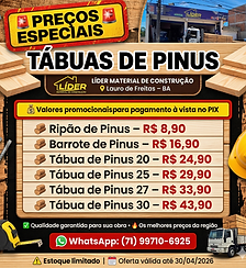 Tábuas de Pinus 20cm, 25cm e 30cm, Barrote 5x5 e Ripão 2x3 para Construção e Telhados em Lauro de Freitas BA | Madeira para O