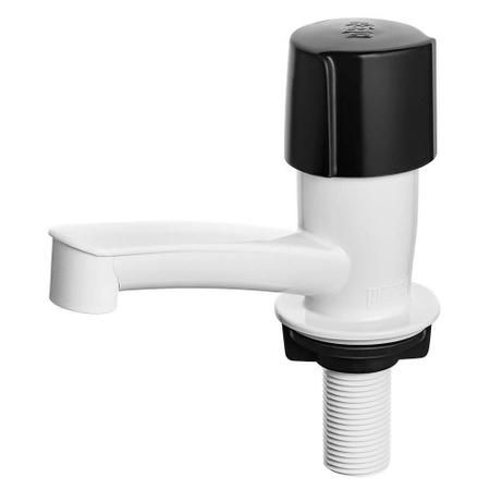 Torneira para Lavatório Herc ABS 1/2 Facilita Plus Branca com Volante Preto SM


