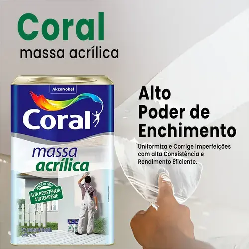 Miniatura: Massa Corrida Acrílica Branca Acabamento Fosco Cora