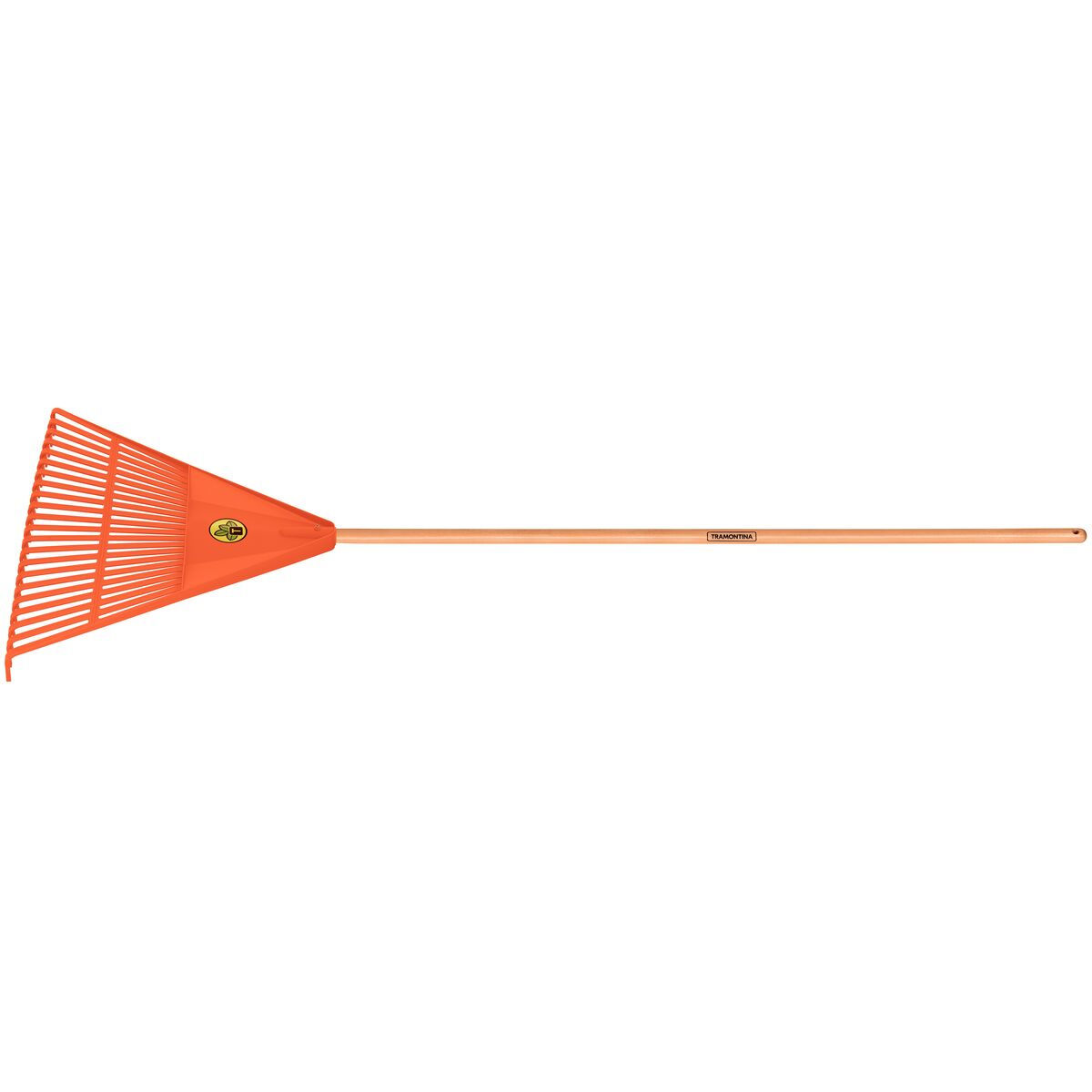 Vassoura Plástica Laranja Tramontina com 22 Dentes e Cabo de Madeira 120 cm Referência: 77850721