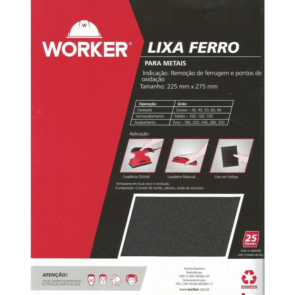 Lixa de Ferro Worker Grão 50