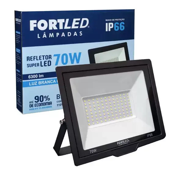 Refletor de Led 70W Luz Branca 110220V 25.000h Fortled