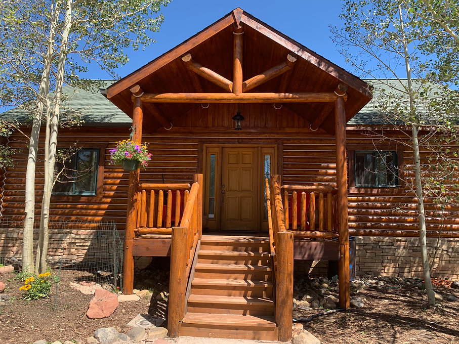 log home entrance