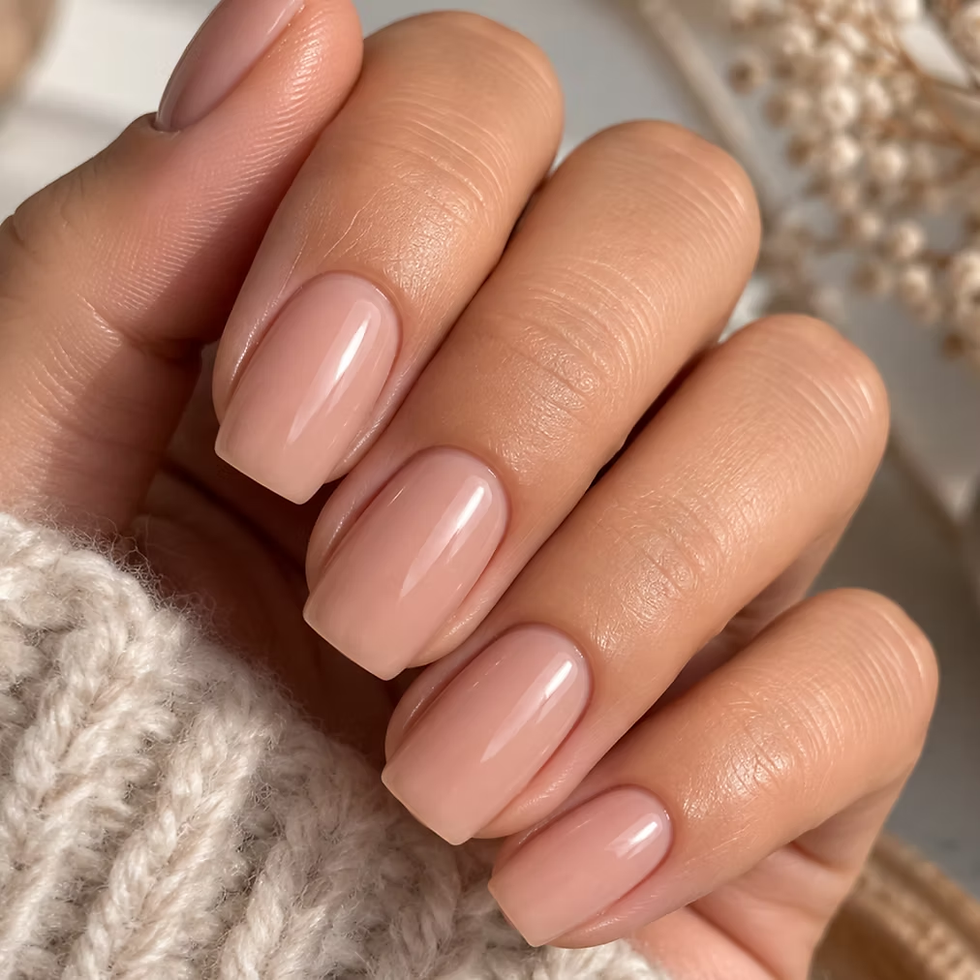 Elegante Herbst Nägel in zartem Nude-Rosé mit glänzendem Finish