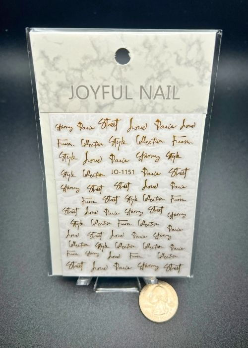 Gold Paris Script Nail Stickers Style# JO-1151